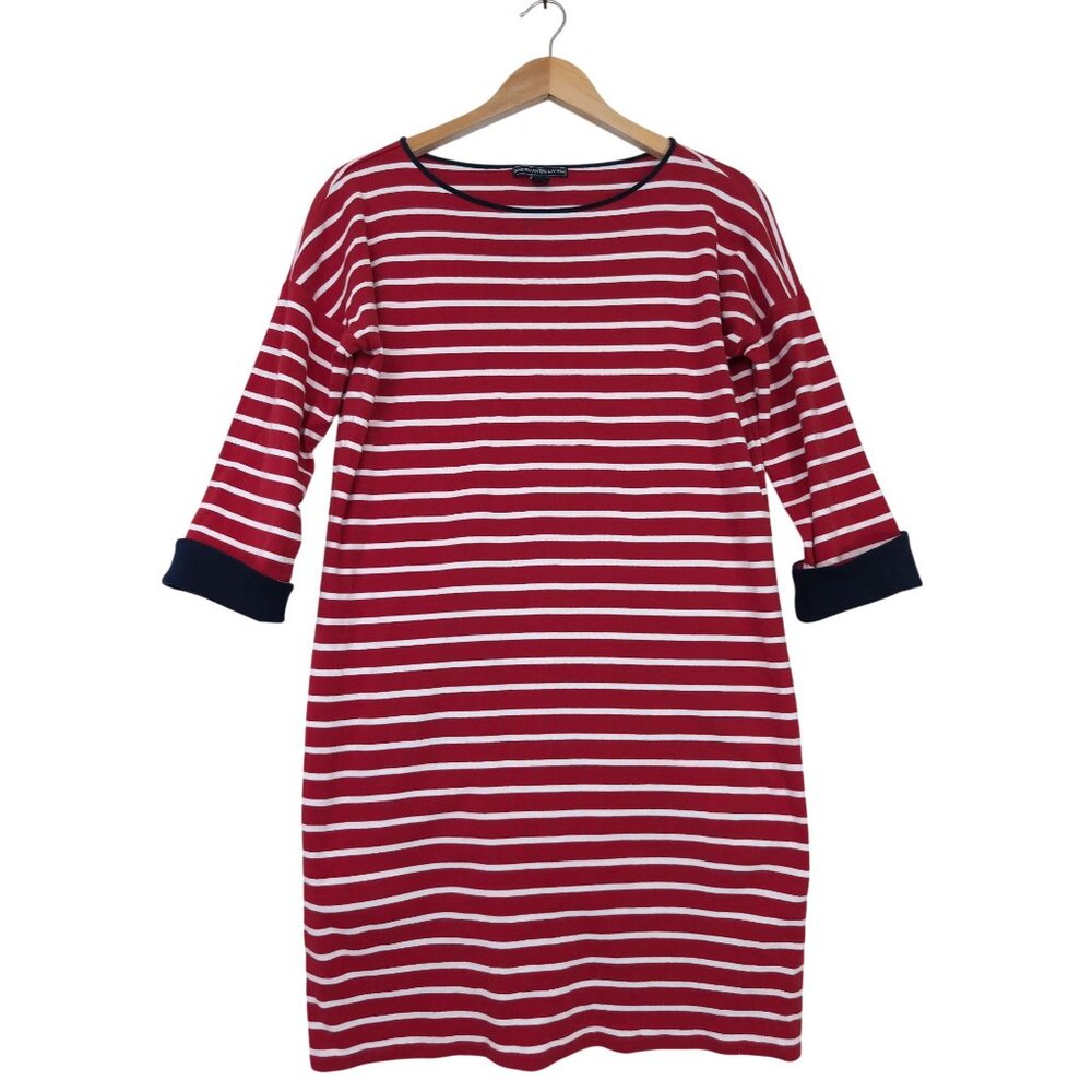 American Living‎ Shift Dress Womens L Red White Stripe Patriotic Career Casual